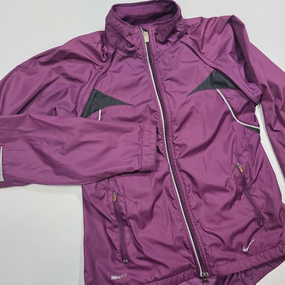 Nike Fit Cycling Elite Barrier Jacket Women's Small Purple Reflective Vented 2-1 - Picture 6 of 14